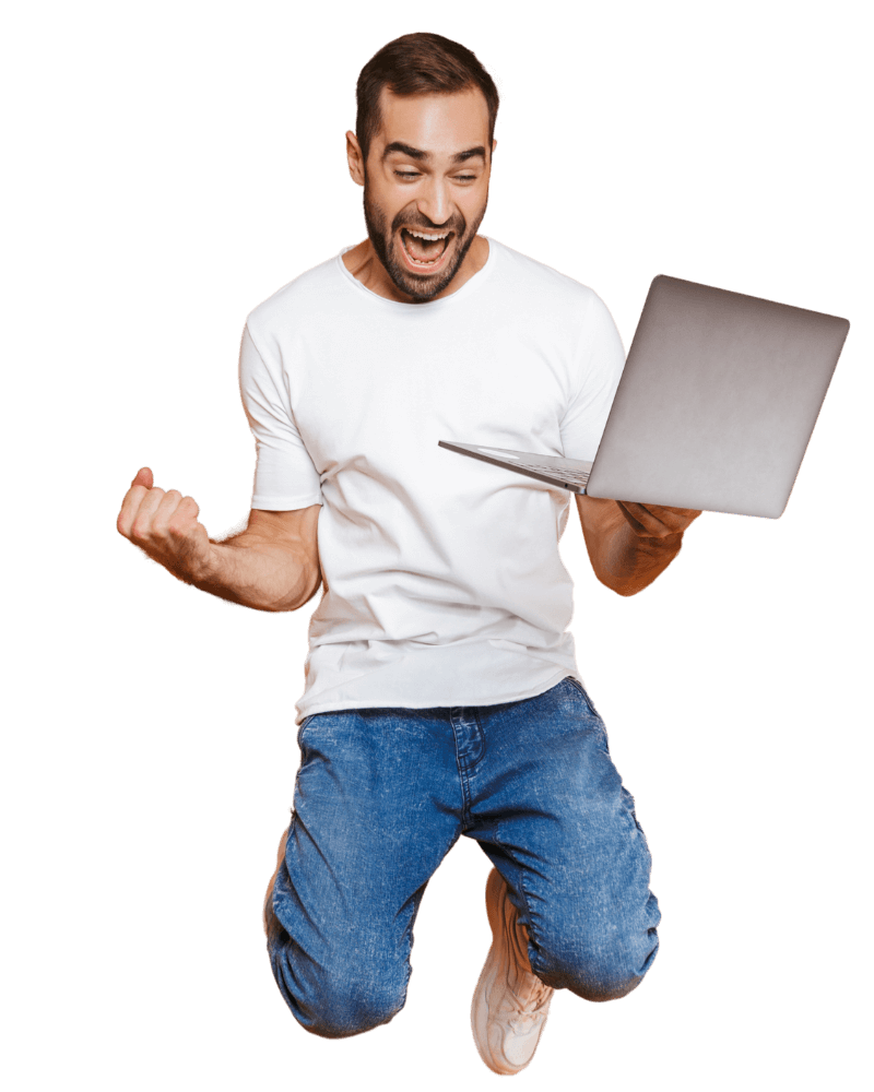 Sretan čovjek s laptopom